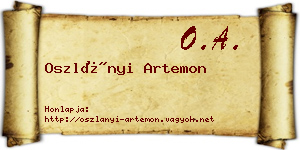 Oszlányi Artemon névjegykártya